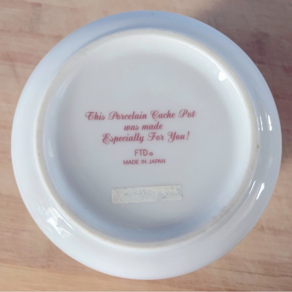 1990 FTD Cache 4” Flower Pot Planter "Made Especially For You" Porcelain Japan - Picture 7 of 7